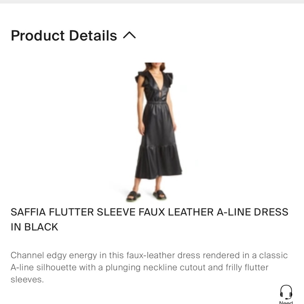 Fourteenth Place saffia flutter sleeve faux leather a line dress - Picture 3 of 8